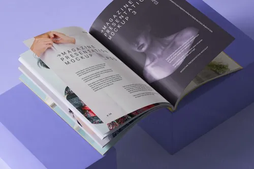 创意杂志内页排版设计欣赏样机模板 Psd Magazine Mockup Presentation