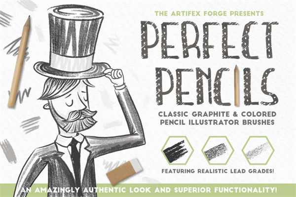 石墨铅笔AI笔刷 Perfect Pencils – Illustra