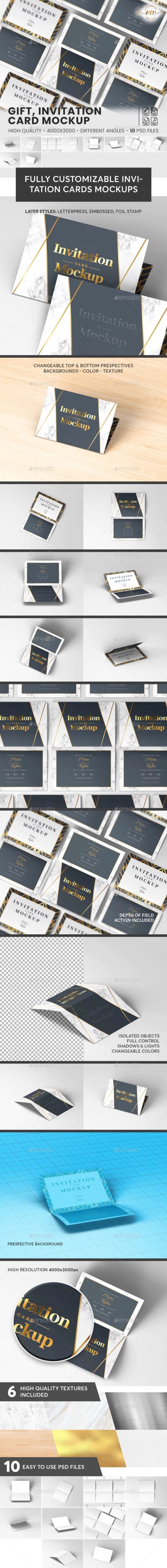 邀请函明信片贺卡样机模板Invitation Card Mockup