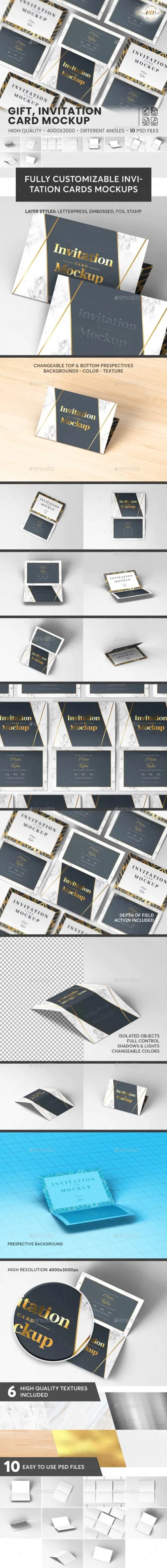 邀请函明信片贺卡样机模板Invitation Card Mockup