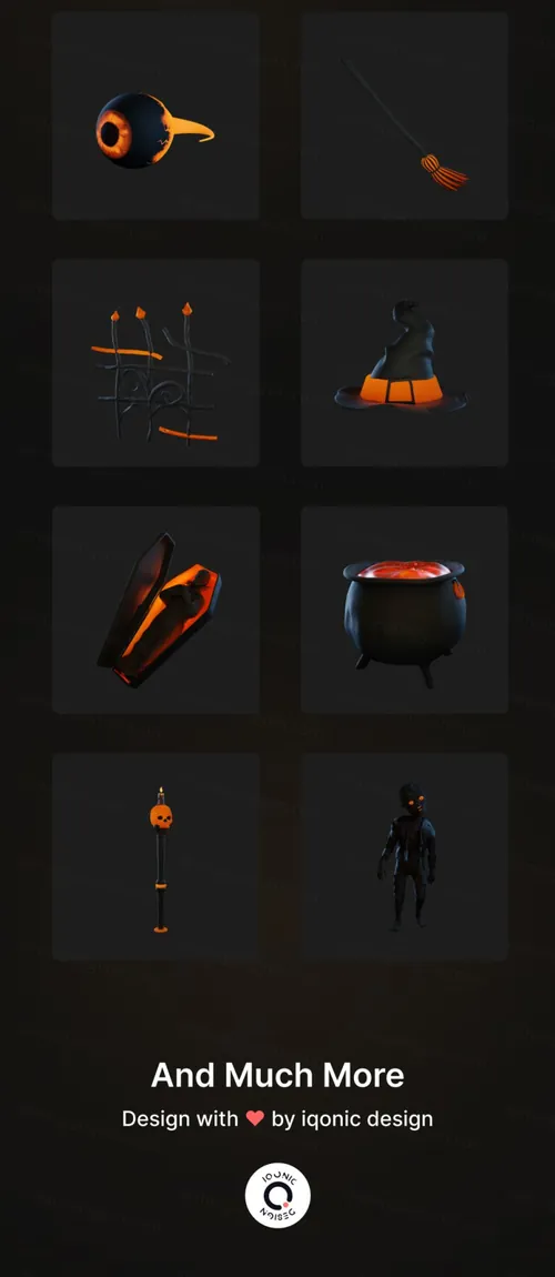高质量Blender三维渲染万圣节恐怖主题图标贴纸合辑 Hallows