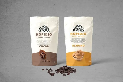 时尚高端逼真质感的咖啡豆coffee pounch bag packaging