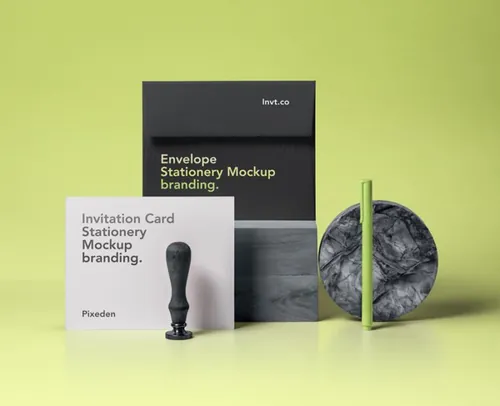 极简风格的邀请卡信封样机 Psd Invitation Card Mockup Vol9