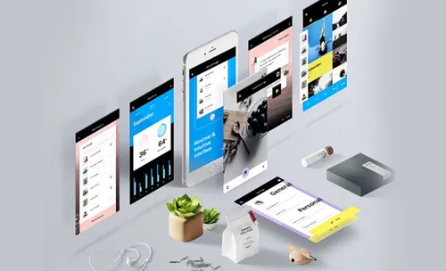 移动应用程序APP设计PSD贴图模板Mobile Application Perspective Mockup Free PSD ...