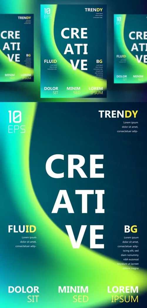 现代抽象液体渐变音乐节A4广告海报设计模板 Trendy Vector Fluid Gradient A4