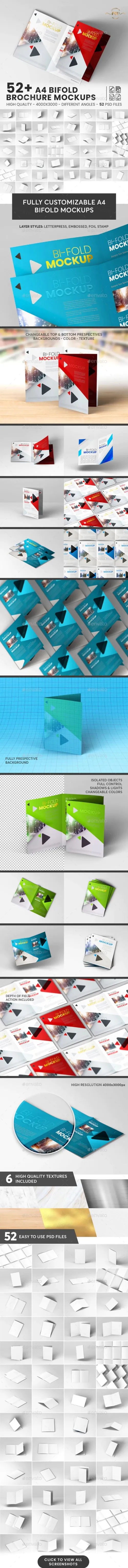 A4双折页企业宣传册样机套装 BROCHURE MOCKUP