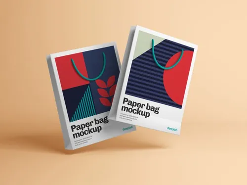 服装品牌购物纸袋手提袋包装设计提案样机PSD模板 Paper bag mockup