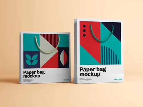 服装品牌购物纸袋手提袋包装设计提案样机PSD模板 Paper bag mockup
