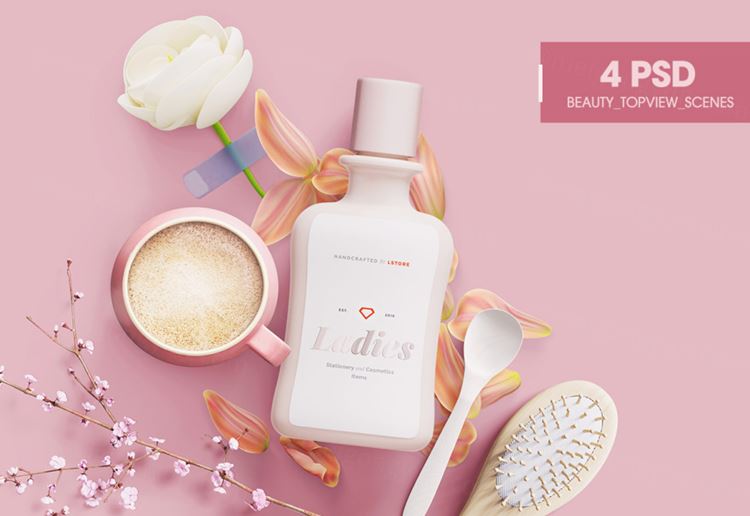 Topview化妆品咖啡绿植饰品样机模型