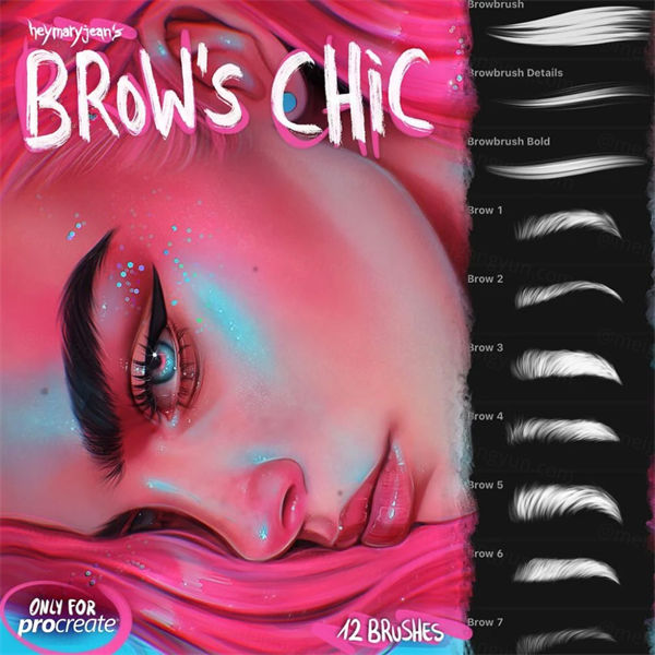 卡通动漫插画二次元美女眉毛笔刷套装 Brow\'s Chic Brush