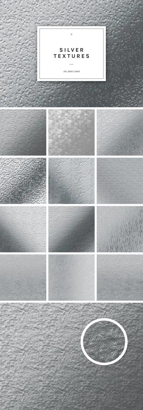 12个闪亮的钻石银色超清纹理素材 Sparkly Silver Foil Textures