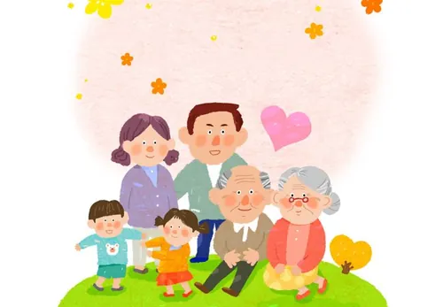 中老年黄昏恋幸福疗养院生活高清PSD分层插画素材 ti246a5814