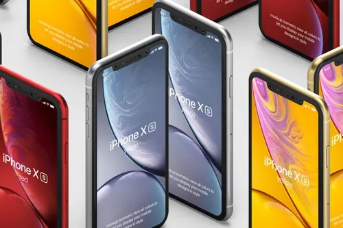 多角度Psd iPhone XR样机等距 Psd iPhone XR Mockup Isometric Vol4