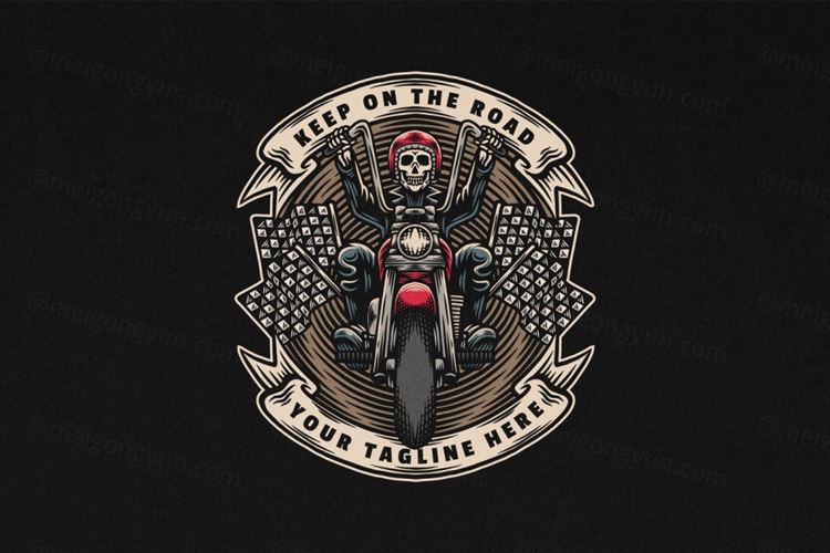 复古摩托车品牌徽标矢量插画素材 Chopper Motorcycle Vintage Logo Illustration