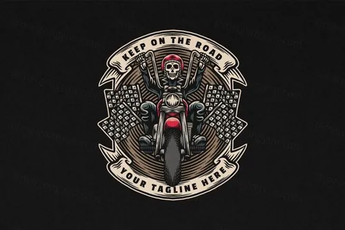 复古摩托车品牌徽标矢量插画素材 Chopper Motorcycle Vintage Logo Illustration