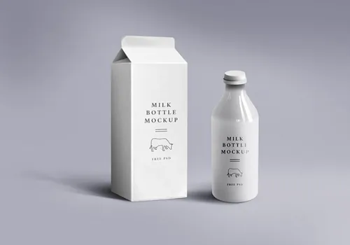 牛奶包装模型PSD贴图模板Milk Packaging Mockup