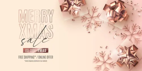 玫瑰金圣诞节新年贺卡现实主义装饰元素EPS矢量海报素材 Merry christmas golden rose