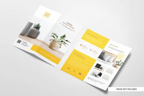 高品质传单折页设计提案样机PSD模板 Bifold flyer brochure mockup