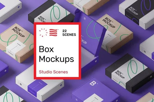 牛皮纸瓦楞纸快递盒包装箱产品纸盒设计场景贴图样机 Box M