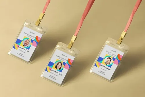 透明塑料工作证员工胸牌设计模板 Plastic Psd ID Card Holder Mockup