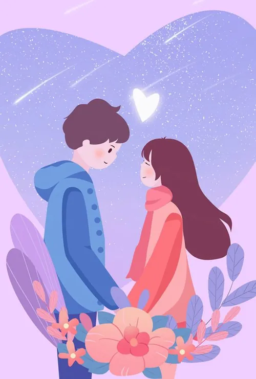 28张卡通手绘浪漫七夕情人节情侣甜蜜约会插图PSD设计素材V