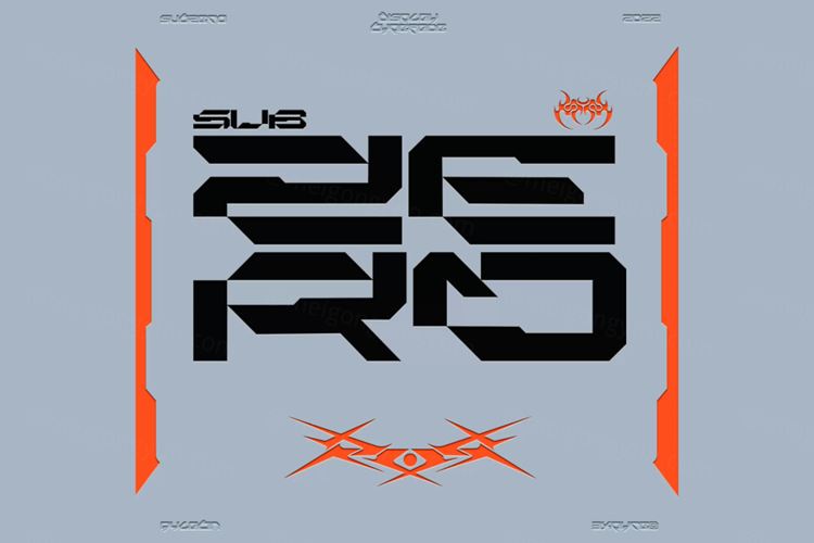 潮流未来派酸性艺术赛博朋克HUD界面几何英文装饰字体素材 S