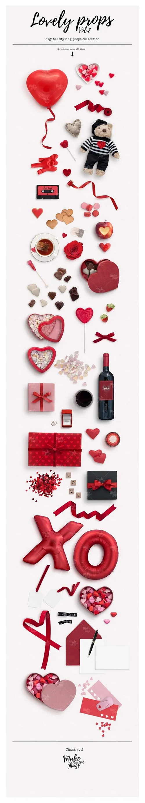 红色主题风格情人节浪漫女性购物节免扣元素