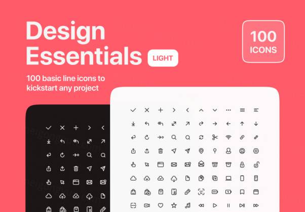 100个线型图标 Design Essentials Light