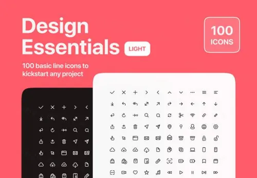 100个线型图标 Design Essentials Light