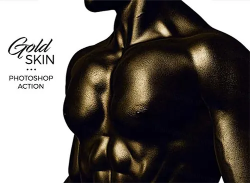 商业修图质感金属皮肤PS动作 Gold skin for ps
