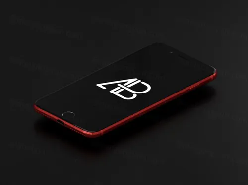 iPhone7手机贴图样机PSD模板Product Red iPhone 7 Plus Mockup