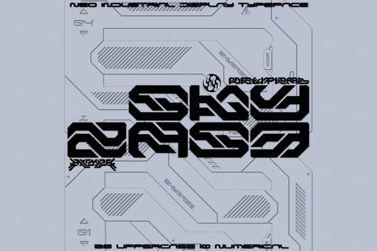 潮流复古未来派赛博朋克新工业风英文装饰字体 3XPYRE -