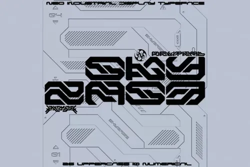 潮流复古未来派赛博朋克新工业风英文装饰字体 3XPYRE -