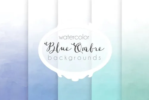 蓝色渐变水彩背景Blue ombre watercolor backgrounds
