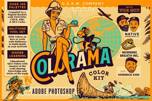 复古彩绘调色板半色调丝网印刷PS工具包 Colorama Color