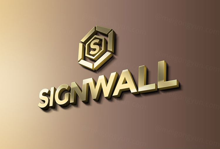 墙壁立体标志LOGO贴图PSD模板Sign Wall Logo Mockup PSD