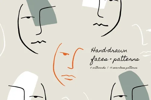 手绘人脸图案 Hand Drawn Faces  Board