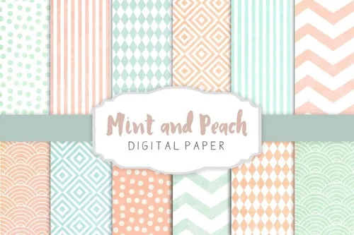 简约图案背景纹理 Peach and mint patterns