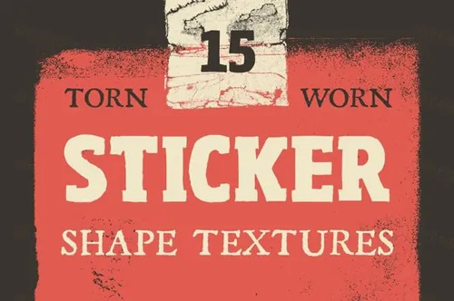 撕破贴纸形状图形纹理 Torn Sticker Shape