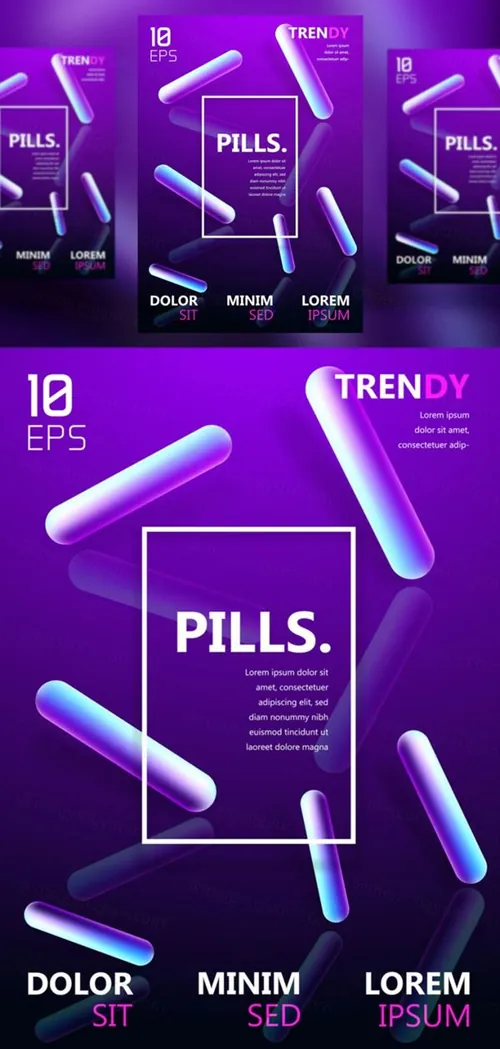 现代抽象液体渐变音乐节A4广告海报设计模板 Trendy Vector Fluid Gradient A4