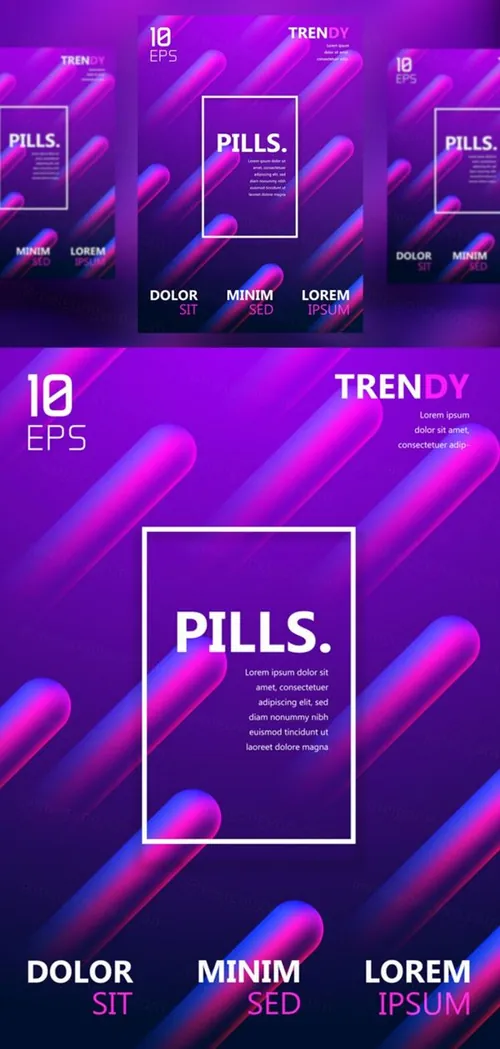 现代抽象液体渐变音乐节A4广告海报设计模板 Trendy Vector Fluid Gradient A4