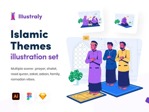 现代伊斯兰教场景人物插图素材合辑 Illustraly -