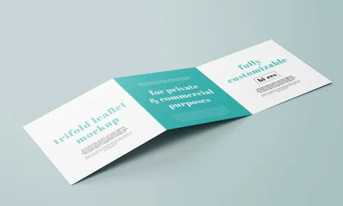 三折页贴图展示模版 Trifold square leaflet mockup