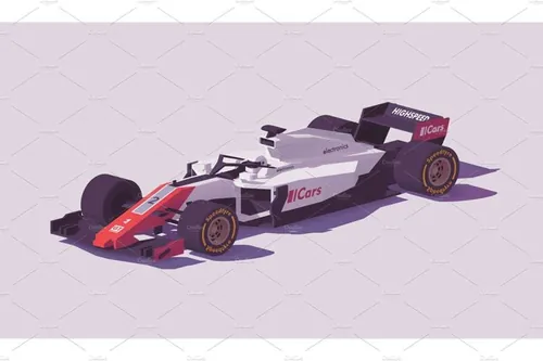 矢量赛车插图素材Vector low poly formula racing car