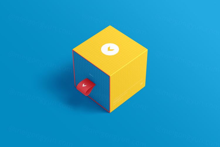 正方形抽屉纸式盒盒子包装品牌VI设计提案样机PSD模板 Box packaging mockup