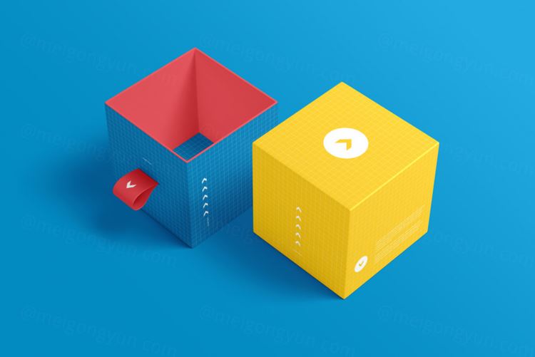 天地盖纸盒盒子包装品牌VI设计提案样机PSD模板 Box packaging mockup