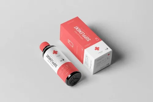 高品质高端药品包装模板 supplement-bottle-box-mock-up-1