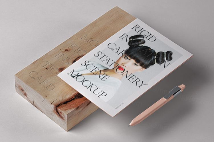 漂亮的邀请函卡片设计贴图展示样机模板 Rigid Psd Invitation Card Mockup