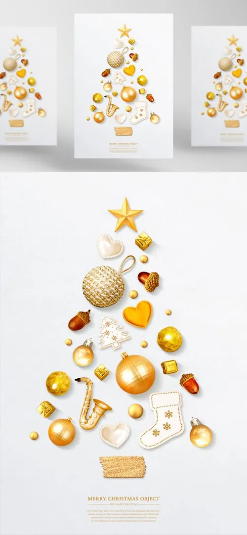 精致的圣诞节极简主义新年装饰元素插画素材