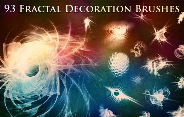 93个超现实主义几何抽象图形PS笔刷素材 Fractal Decora